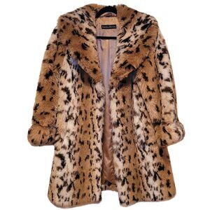 Vintage Pamela McCoy Vegan Faux Fur Animal Print Coat, Size Small 90s